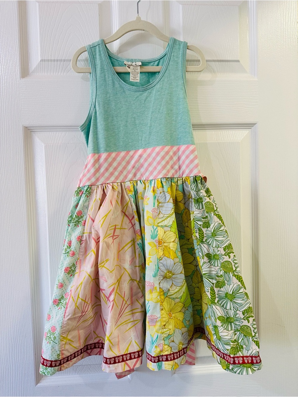 Matilda Jane Mint Tank with Pink Waist & Floral Patchwork Skirt